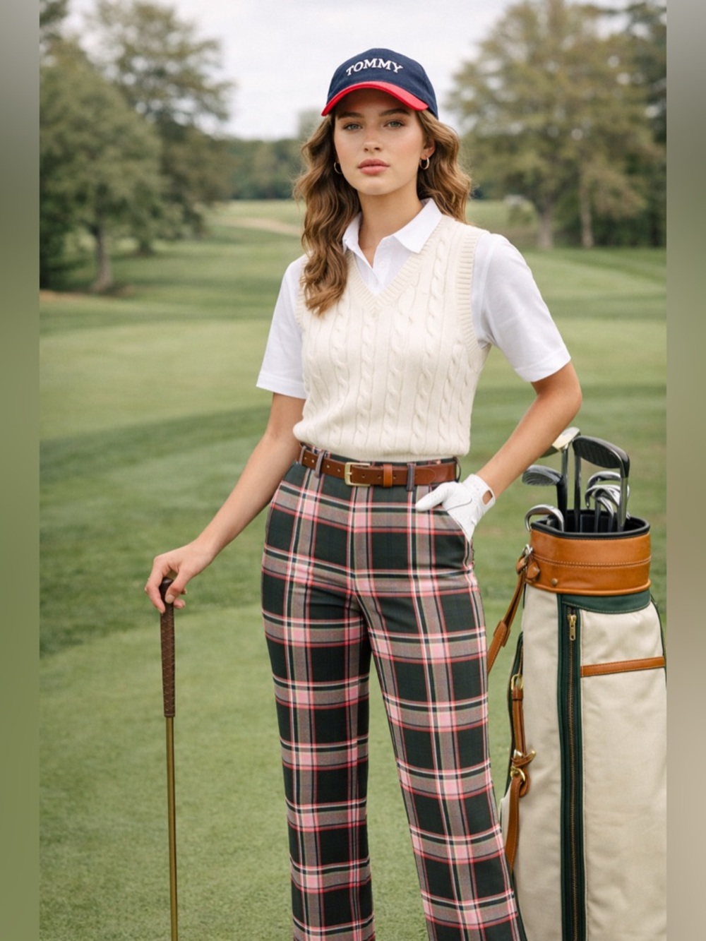 Vintage Y2K Tommy Hilfiger Plaid Pants Women’s Size 8 Green Red Preppy Golf